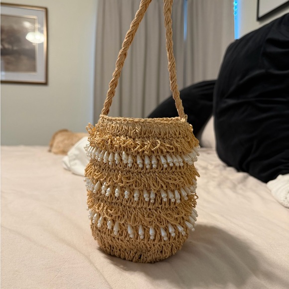 Tan Small Purse with Pearl Accents - Picture 2 of 4